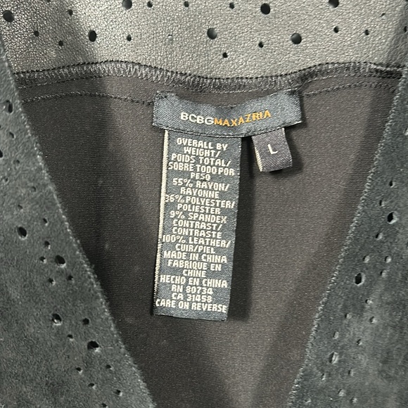 BCBGMaxAzria Black Suede Drop Waist Mini Dress size L - Picture 10 of 15